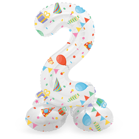 Staande Folieballon Cijfer 2 Joyful Party - 72 cm