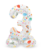 Staande Folieballon Cijfer 3 Joyful Party - 72 cm