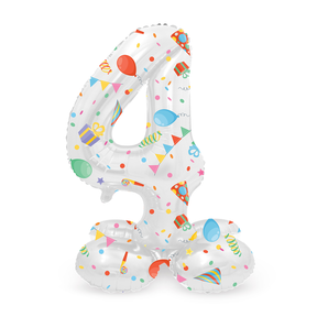 Staande Folieballon Cijfer 4 Joyful Party - 72 cm