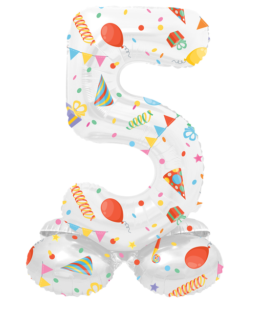 Staande Folieballon Cijfer 5 Joyful Party - 72 cm