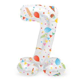 Staande Folieballon Cijfer 7 Joyful Party - 72 cm