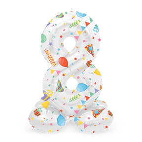 Staande Folieballon Cijfer 8 Joyful Party - 72 cm