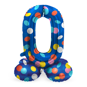 Staande Folieballon Cijfer 0 Colorful Dots - 72 cm