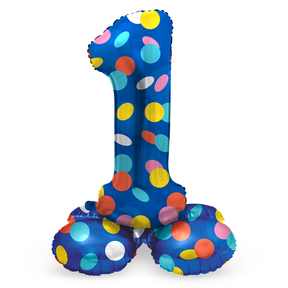 Staande Folieballon Cijfer 1 Colorful Dots - 72 cm