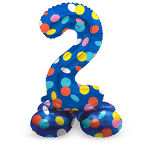 Staande Folieballon Cijfer 2 Colorful Dots - 72 cm