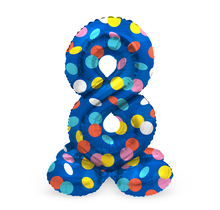 Staande Folieballon Cijfer 8 Colorful Dots - 72 cm