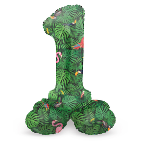 Staande Folieballon Cijfer 1 Jungle Vibe - 41 cm