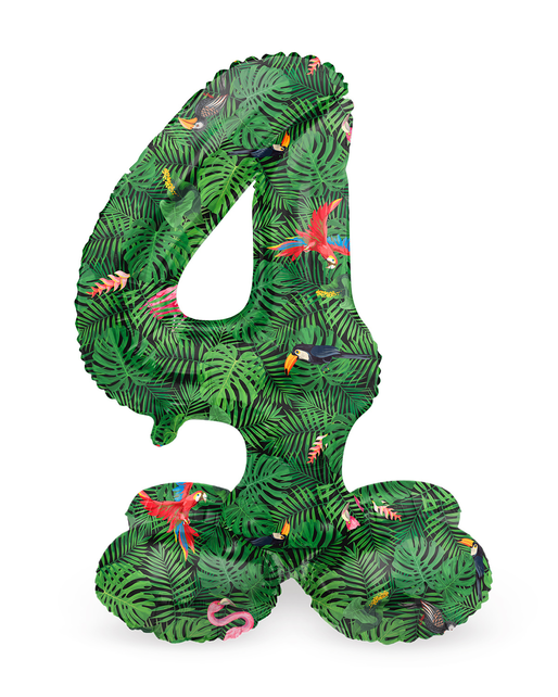 Staande Folieballon Cijfer 4 Jungle Vibe - 41 cm