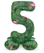 Staande Folieballon Cijfer 5 Jungle Vibe - 41 cm