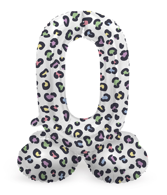 Staande Folieballon Cijfer 0 Bright Panther - 41 cm