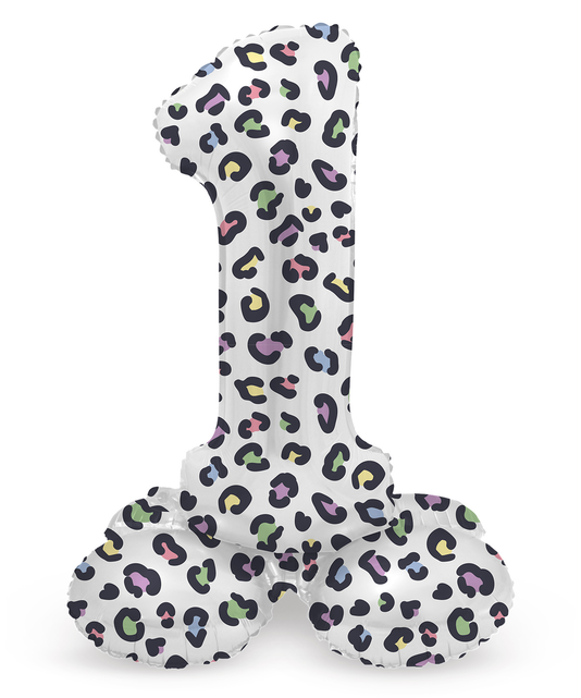 Staande Folieballon Cijfer 1 Bright Panther - 41 cm