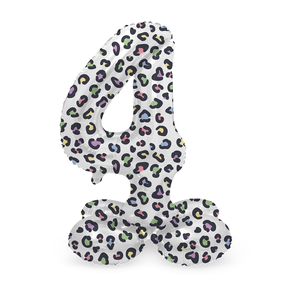 Staande Folieballon Cijfer 4 Bright Panther - 41 cm