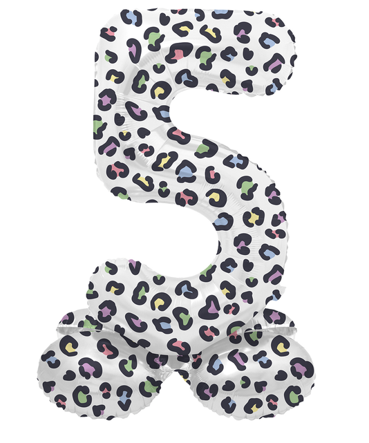 Staande Folieballon Cijfer 5 Bright Panther - 41 cm
