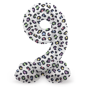 Staande Folieballon Cijfer 9 Bright Panther - 41 cm