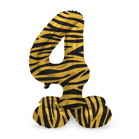 Staande Folieballon Cijfer 4 Tiger Chic - 41 cm
