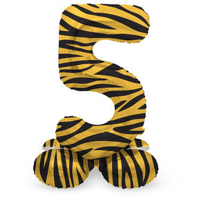 Staande Folieballon Cijfer 5 Tiger Chic - 41 cm