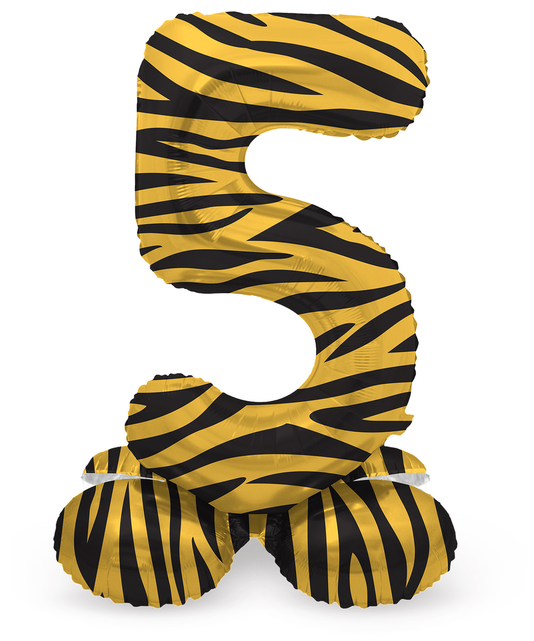 Staande Folieballon Cijfer 5 Tiger Chic - 41 cm