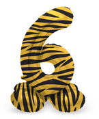 Staande Folieballon Cijfer 6 Tiger Chic - 41 cm