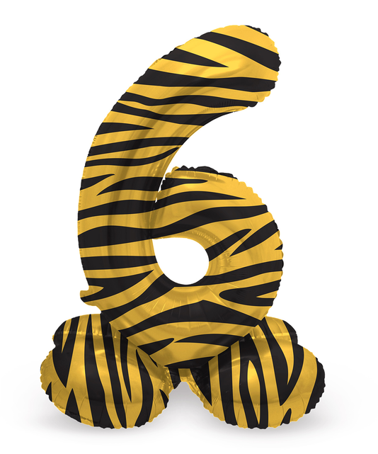 Staande Folieballon Cijfer 6 Tiger Chic - 41 cm