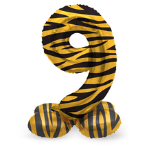 Staande Folieballon Cijfer 9 Tiger Chic - 41 cm