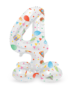 Staande Folieballon Cijfer 4 Joyful Party - 41 cm