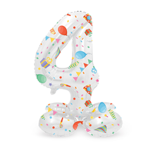 Staande Folieballon Cijfer 4 Joyful Party - 41 cm