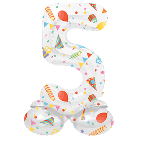 Staande Folieballon Cijfer 5 Joyful Party - 41 cm