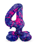 Staande Folieballon Cijfer 4 Paint Splash - 41 cm