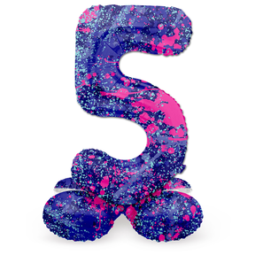 Staande Folieballon Cijfer 5 Paint Splash - 41 cm