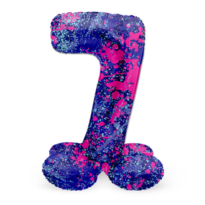 Staande Folieballon Cijfer 7 Paint Splash - 41 cm