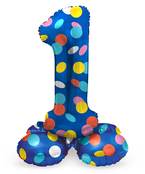 Staande Folieballon Cijfer 1 Colorful Dots - 41 cm