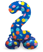 Staande Folieballon Cijfer 2 Colorful Dots - 41 cm