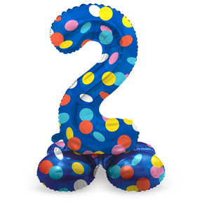 Staande Folieballon Cijfer 2 Colorful Dots - 41 cm