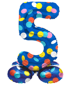 Staande Folieballon Cijfer 5 Colorful Dots - 41 cm