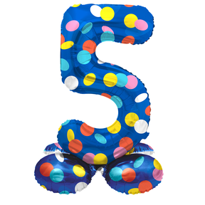 Staande Folieballon Cijfer 5 Colorful Dots - 41 cm
