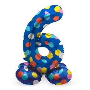 Staande Folieballon Cijfer 6 Colorful Dots - 41 cm