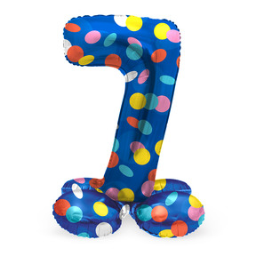 Staande Folieballon Cijfer 7 Colorful Dots - 41 cm