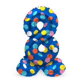 Staande Folieballon Cijfer 8 Colorful Dots - 41 cm