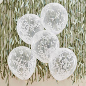 Confettiballonnen ‘Hey Baby’ Wit - 5 stuks - 30cm