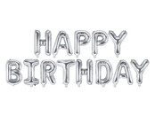 Folieballon Happy Birthday Zilver - 340x35 cm