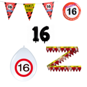 16 jaar verjaardag versiering pakket verkeersbord