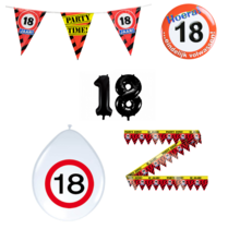18 jaar verjaardag versiering pakket verkeersbord