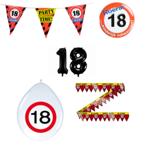 18 jaar verjaardag versiering pakket verkeersbord