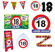 18 jaar verjaardag versiering pakket verkeersbord XL