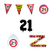 21 jaar verjaardag versiering pakket verkeersbord