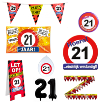 21 jaar verjaardag versiering pakket verkeersbord XL