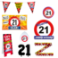 Feest-vieren 21 jaar verjaardag versiering pakket verkeersbord XL Feest-vieren 21 jaar verjaardag versiering pakket verkeersbord XL