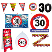 30 jaar verjaardag versiering pakket verkeersbord XL