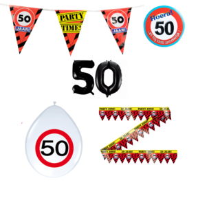 50 jaar verjaardag versiering pakket verkeersbord