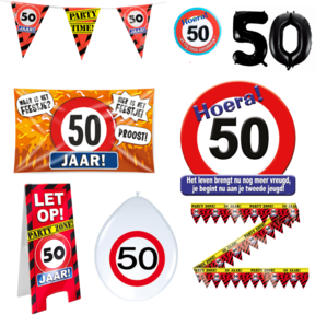 50 jaar verjaardag versiering pakket verkeersbord XL